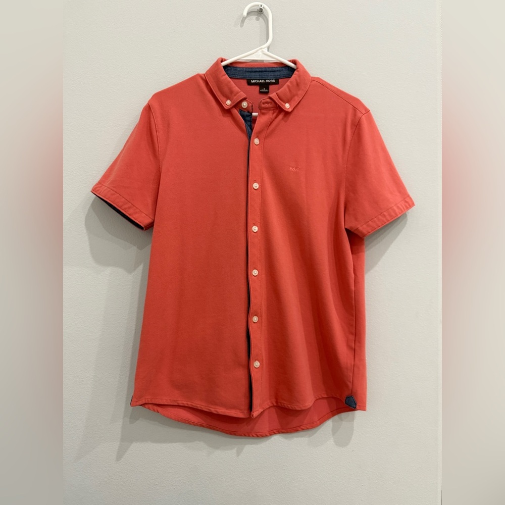 Michael Kors Men's Red Casual Button Down Shirt